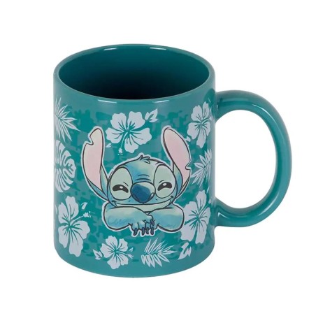 Taza karactermania disney stitch flores azules