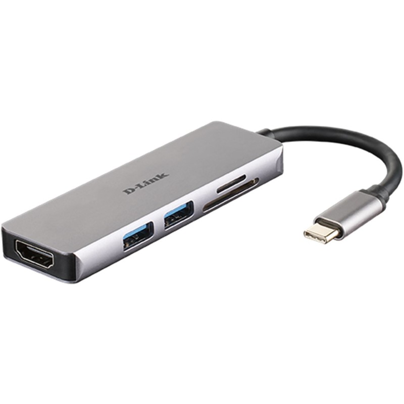 Docking USB Tipo-C D-Link DUB-M530- 2xUSB- 1xHDMI- 1xLector Tarjetas SD- Gris