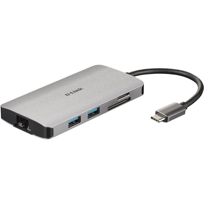 Docking USB Tipo-C D-Link DUB-M810- 3xUSB- 1xUSB Tipo-C- 1xThunderbolt- 1xHDMI- 1xRJ45- 1xLector tarjetas- Gris