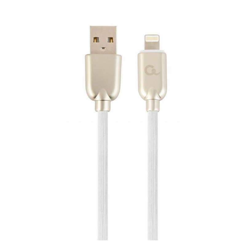 CABLE DE DATOS Y CARGA GEMBIRD 8 PINES DE CAUCHO PREMIUM, 2M, BLANCO