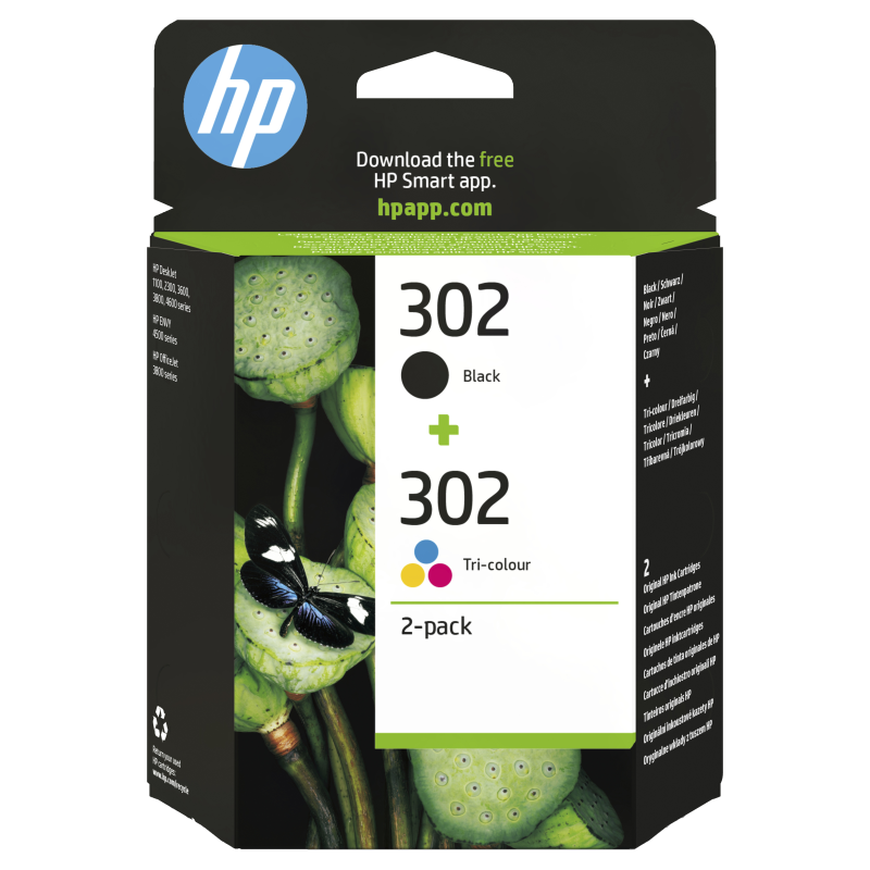 TINTA HP 302 PACK AHORRO NEGRO,TRI-COLOR X 2