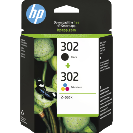 TINTA HP 302 PACK AHORRO NEGRO,TRI-COLOR X 2