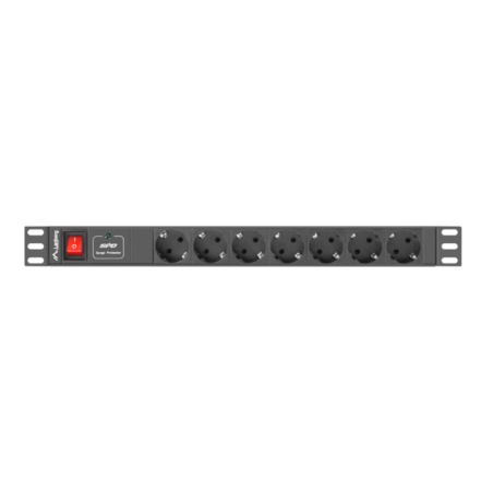 REGLETA LANBERG 1U 10A 7X SCHUKO RACK 19" 2M NEGRO C14