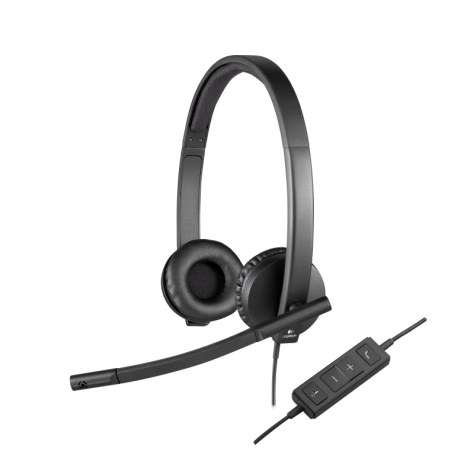 Auriculares Logitech H570E- con Micrófono- USB- Negros