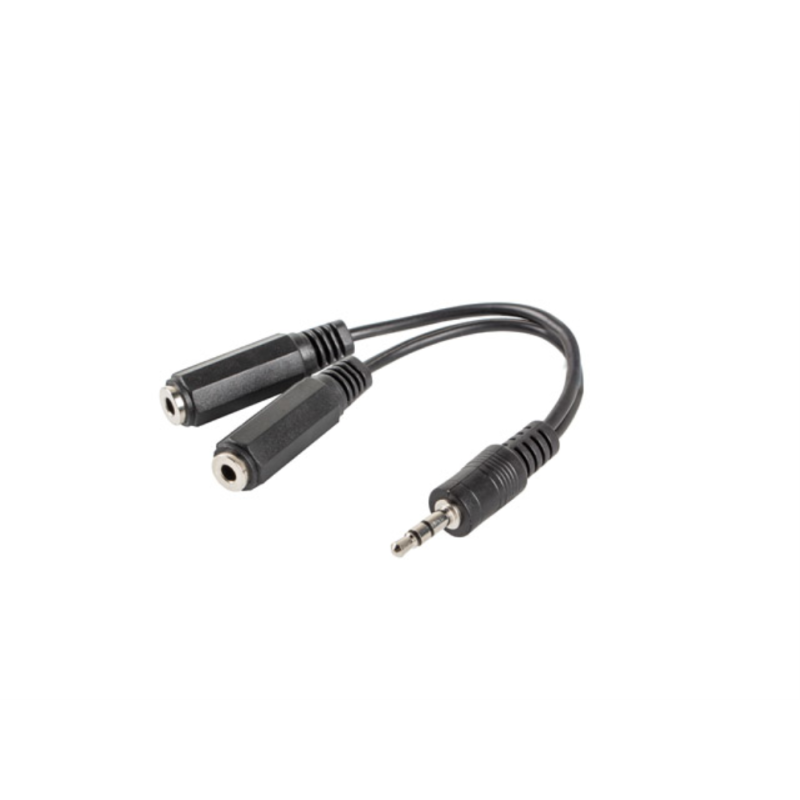 ADAPTADOR LANBERG JACK STEREO MACHO A JACK STEREO HEMBRA X2 10 CM NEGRO