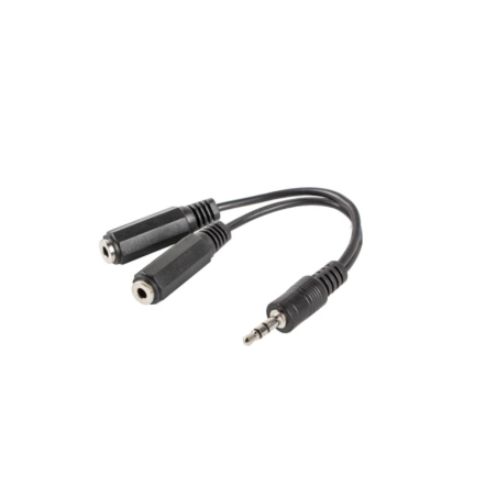 ADAPTADOR LANBERG JACK STEREO MACHO A JACK STEREO HEMBRA X2 10 CM NEGRO