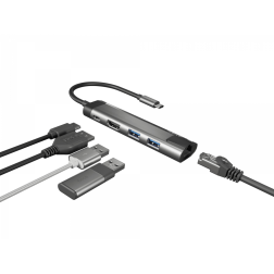 ADAPTADOR 5 IN 1 USB-C NATEC FOWLER GO 2X USB 3-0 HUB, HDMI 4K, USB-C PD