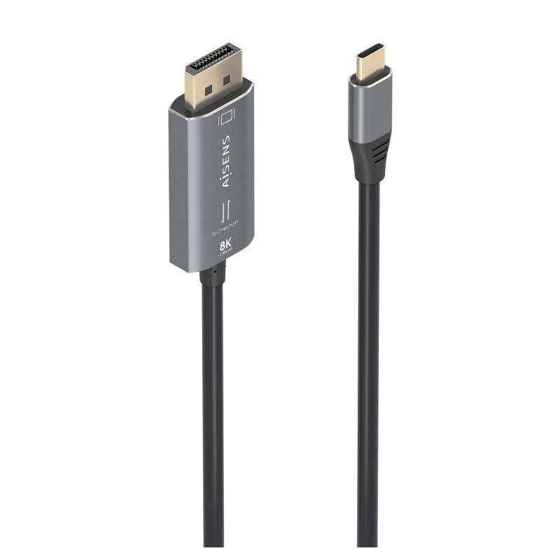 Cable Conversor Aisens A109-0880- USB Tipo-C Macho - DisplayPort Macho- 1-8m- Negro