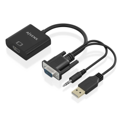 Cable Conversor Aisens A115-0872 SVGA Macho - USB Macho- Jack Macho - HDMI Hembra- 20cm- Negro