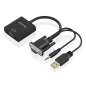 Cable Conversor Aisens A115-0872 SVGA Macho - USB Macho- Jack Macho - HDMI Hembra- 20cm- Negro