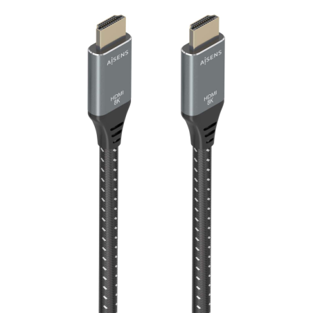 Cable HDMI 2-1 8K Aisens A150-0876- HDMI Macho - HDMI Macho- 5m- Gris y Negro