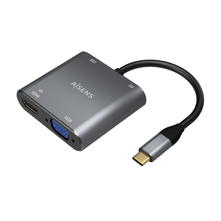 CABLE CONVERSOR AISENS USB-C A VGA-HDMI 4K-USB3-0-USB-C PD GRIS 15CM