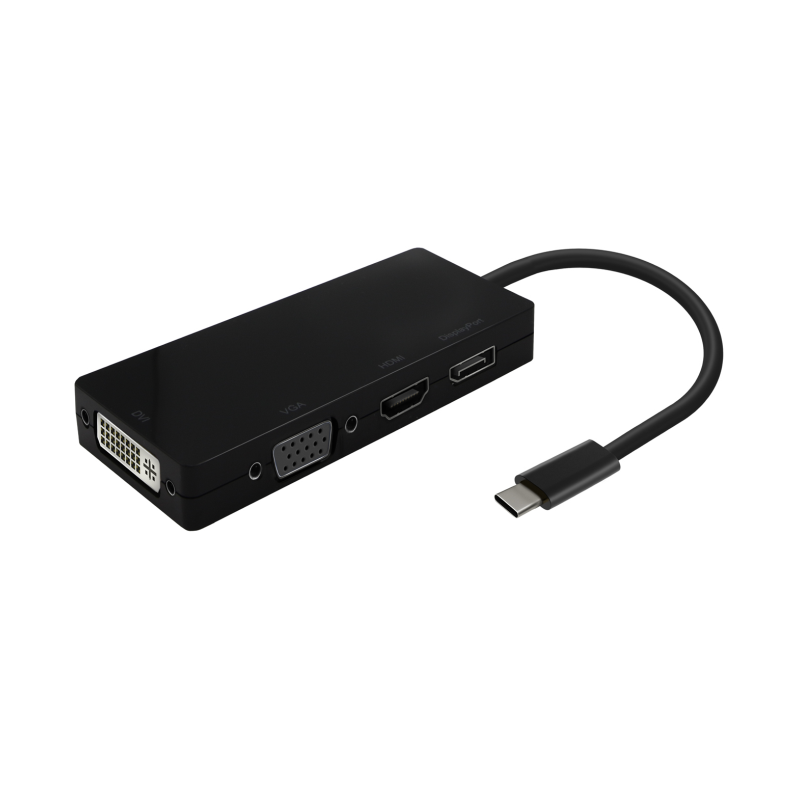 Conversor USB Tipo-C Aisens A109-0679- HDMI Hembra - VGA Hembra - DVI Hembra - DisplayPort Hembra- 15cm- Negro