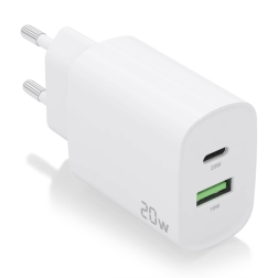 CARGADOR AISENS 20W 1XUSB-C PD3-0 1XUSB-A QC3-0 BLANCO