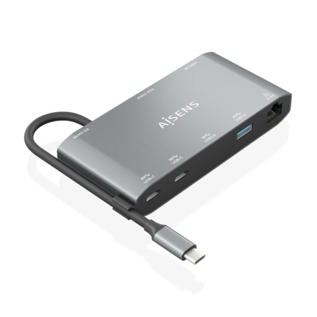 Docking USB Tipo-C Aisens ASUC-8P010-GR- 1xHDMI- 1xVGA- 2xUSB- 1xRJ45- 2xUSB Tipo-C- 1xUSB Tipo-C PD- Gris