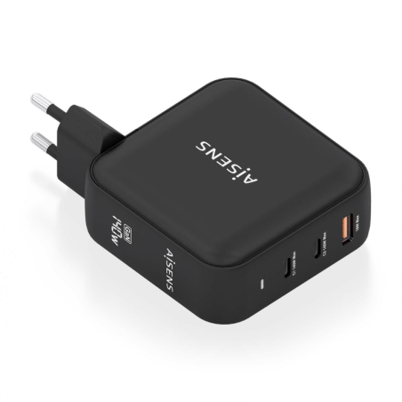 CARGADOR AISENS GAN 140W 2XUSB-C PD3-1 QC4-0 1XUSB-A QC3-0 NEGRO