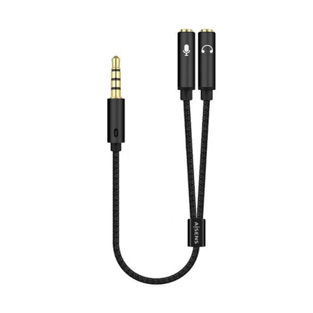 CABLE ADAPTADOR AISENS AUDIO JACK 3-5 4P-M-2XJACK 3-5 3P-H 25CM