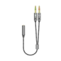 Adaptador Aisens A128-0417- Jack 3-5 Hembra - 2x Jack 3-5 Macho- 25cm- Gris