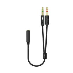 CABLE ADAPTADOR AISENS AUDIO JACK 3-5 4P-H-2XJACK 3-5 3P-M 25CM