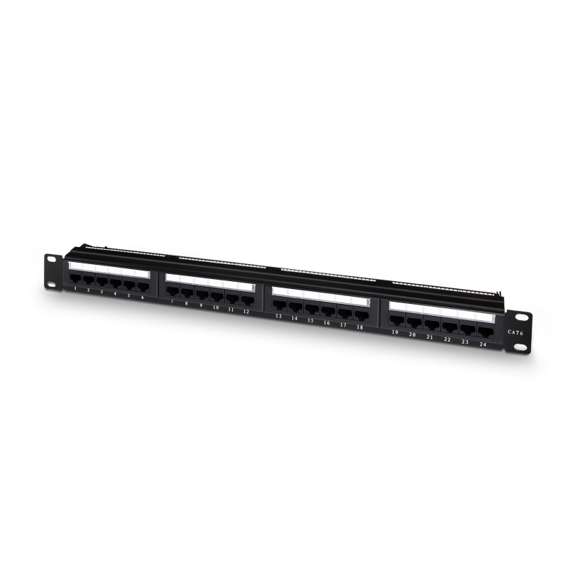 PANEL PARCHEO AISENS 24 PUERTOS RJ45 CAT-6 UTP 19 1U DUAL IDC NEGRO