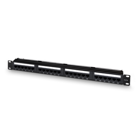 PANEL PARCHEO AISENS 24 PUERTOS RJ45 CAT-6 UTP 19 1U DUAL IDC NEGRO