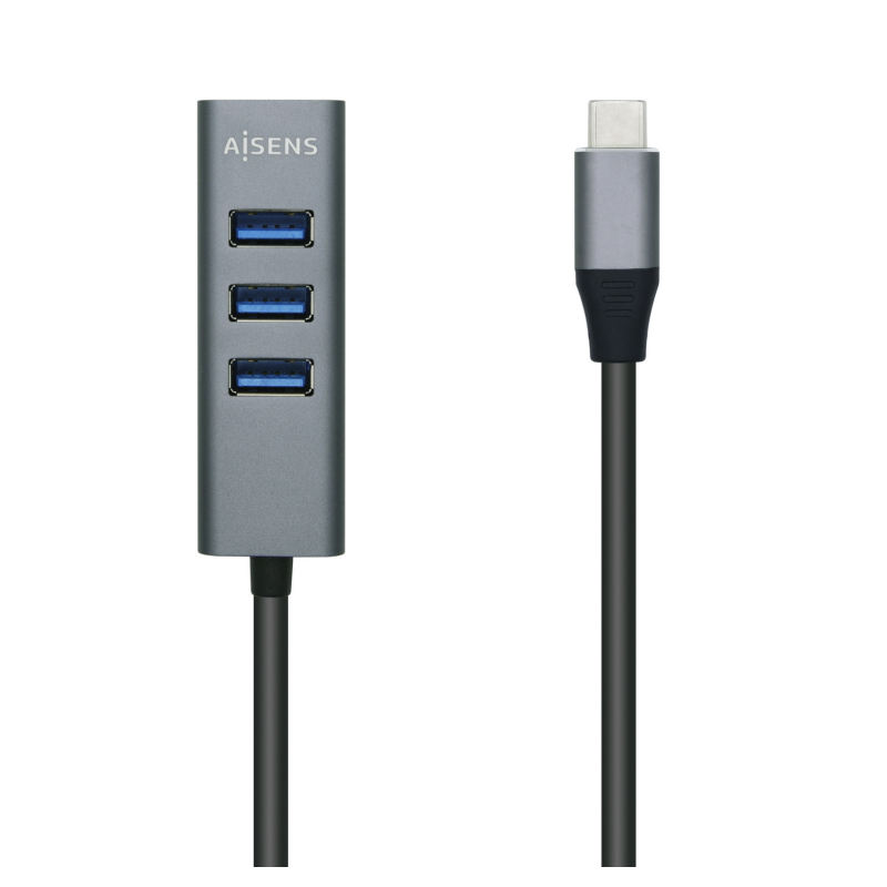 HUB AISENS USB 3-1 USB-C USB-C-M-4XTIPO A-H GRIS 10CM