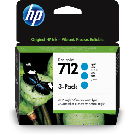 TINTA HP 712 PACK 3 CIAN