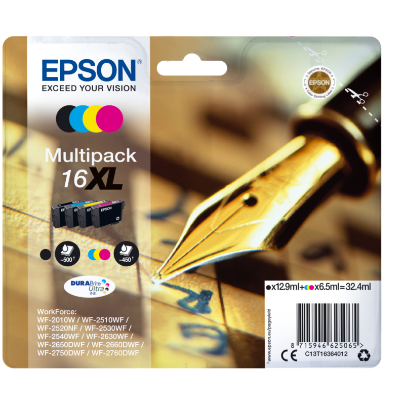 TINTA EPSON DURABRITE 16XL MULTIPACK 4 WF2630WF WF2010