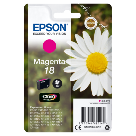 TINTA EPSON CLARIA 18 MAGENTA XP102 205 305 322 405 422