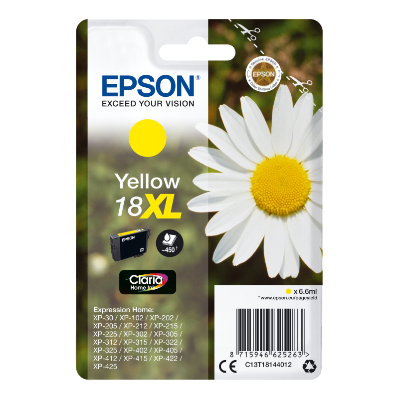 TINTA EPSON EXPRESION HOME 18XL AMARILLO XP102 205 215 305 405