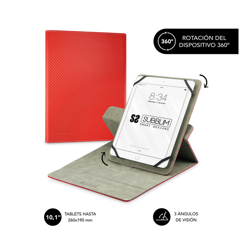 FUNDA TABLET SUBBLIM ROTATE 360 EXECUTIVE CASE 10,1" RED