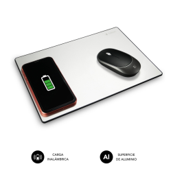 CARGADOR SUBBLIM MOUSEPAD WIRELESS CHARGER ALUMINUM SILVER 10W