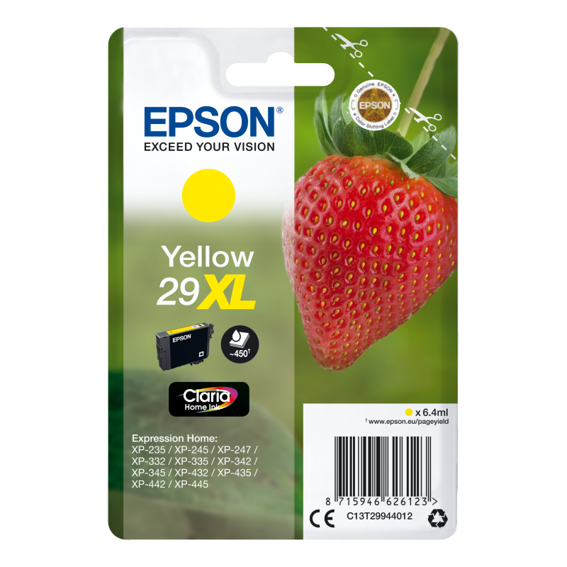 TINTA EPSON CLARIA 29XL AMARILLO XP235 XP332 XP335 XP432 XP435