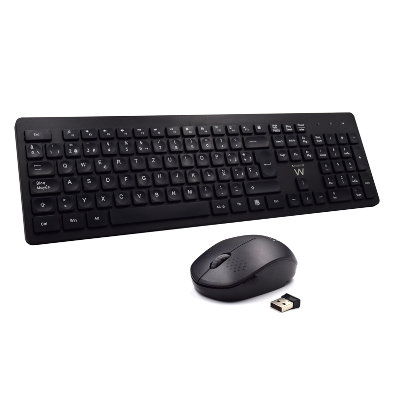 COMBO INALAMBRICO EWENT TECLADO Y RATON ESPAÑOL NEGRO TECLAS CONCAVAS