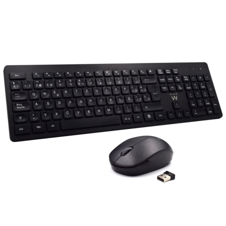 COMBO INALAMBRICO EWENT TECLADO Y RATON ESPAÑOL NEGRO TECLAS CONCAVAS