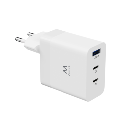 CARGADOR MOVIL EWENT CARGA RAPIDA PUERTOS 2 USB-C Y 1 USB-A 65W BLANCO