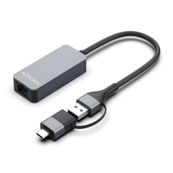 CABLE CONVERSOR AISENS USB3-2 GEN1 USB-A+USB-C A ETHERNET 2-5G GRIS 15CM