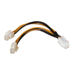 Cable Alimentación para Microprocesador Aisens A131-0166- Molex 4+4 PIN Macho - Molex 4 PIN Hembra- 15cm