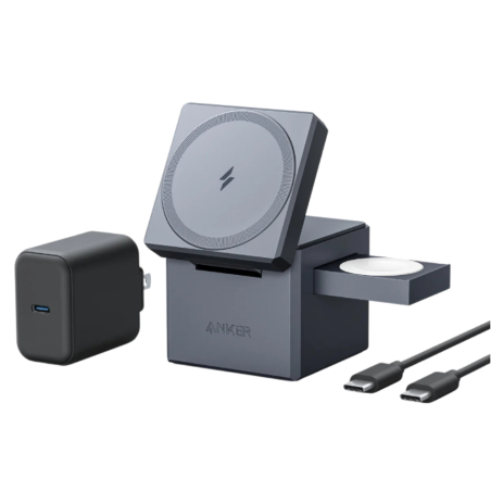 CARGADOR ANKER 3 EN 1 CON MAGSAFE CUBO GRIS