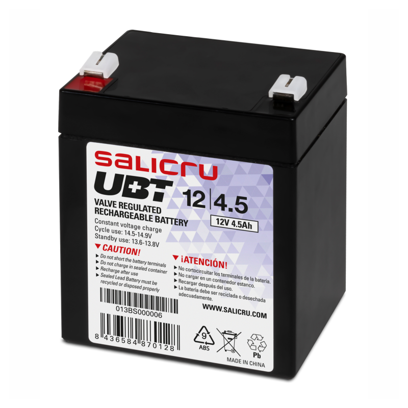 Batería Salicru UBT 12-4,5 compatible con SAI Salicru según especificaciones