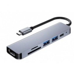 Docking USB Tipo-C 3GO HUB3UCRH4K- 3xUSB- 1xUSB Tipo-C- 1xHDMI- 1xLector tarjetas- Gris