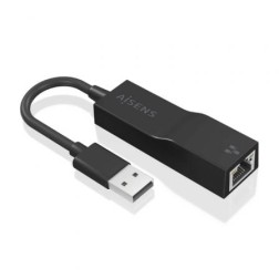 Adaptador USB 3-0 Aisens A106-0766- USB Macho - RJ45 Hembra- 15cm- Negro