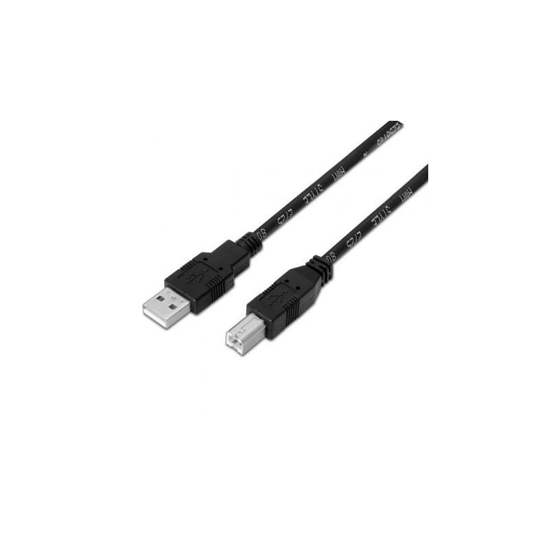 Cable USB 2-0 Impresora Aisens A101-0007- USB Tipo-B Macho - USB Macho- Hasta 2-5W- 60Mbps- 3m- Negro