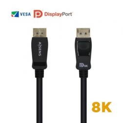 Cable DisplayPort 1-4 8K Aisens A149-0433- DisplayPort Macho - DisplayPort Macho- 3m- Certificado- Negro