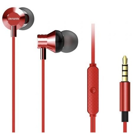 Auriculares Intrauditivos Aiwa ESTM-50RD- con Micrófono- Jack 3-5- Rojos