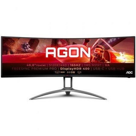 Monitor Gaming Ultrapanorámico Curvo AOC Agon AG493UCX2 48-8"- Dual QHD- 1ms- 165Hz- VA- Multimedia- Negro