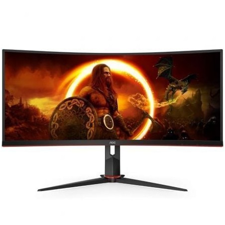 Monitor Gaming Ultrapanorámico Curvo AOC CU34G2X-BK 34"- WQHD- 1ms- 144Hz- VA- Negro y Rojo