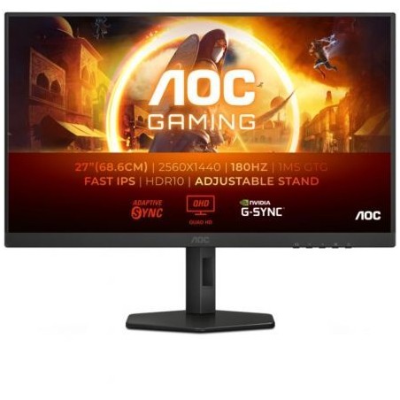 Monitor Gaming AOC Q27G4XF 27"- QHD- 0-5ms- 180Hz- IPS- Regulable en altura- Negro