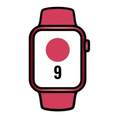 Apple Watch Series 9- GPS- 45mm- Caja de Aluminio Rojo- Correa Deportiva Rojo S-M