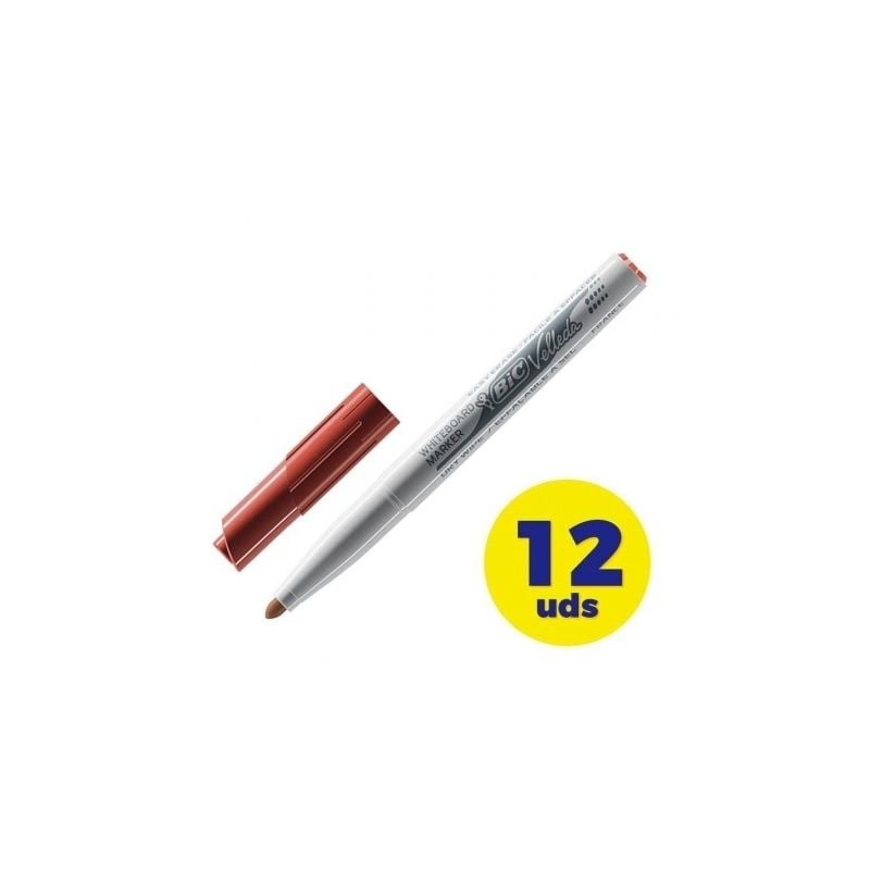 Caja de Rotuladores para Pizarra Bic Velleda 9581691- 2mm- 12 unidades- Rojos